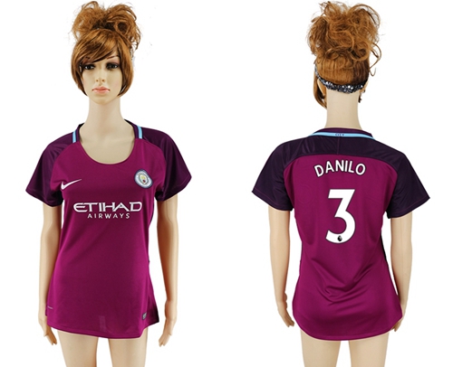 Women's Manchester City #3 Danilo Away Soccer Club Jersey
